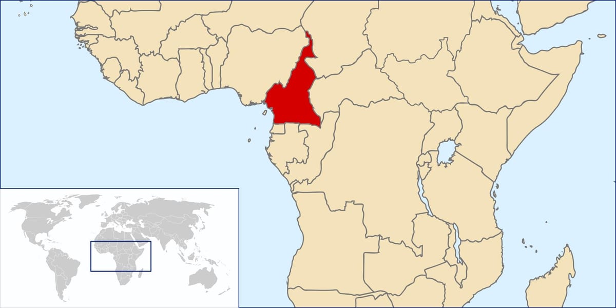 Dünya haritası üzerinde Kamerun konumu