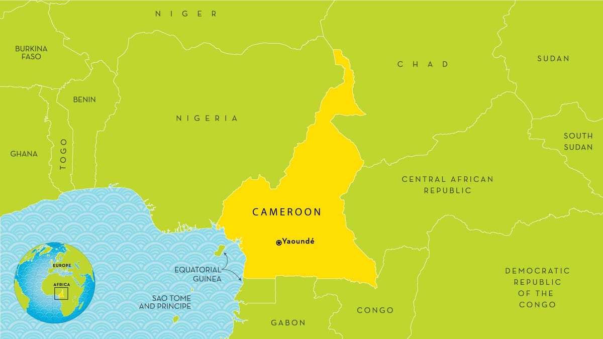 Kamerun ve çevre ülkeler haritası 