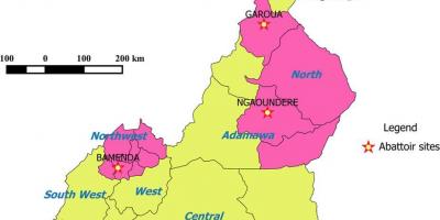 Kamerun gösteren bölge haritası